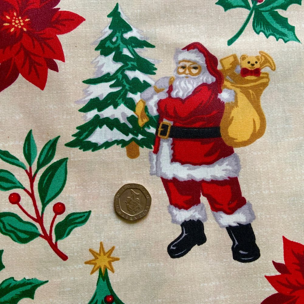 Santa Claus Extra Wide French Christmas Oilcloth